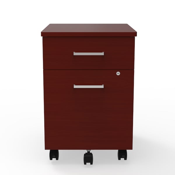 Metal Mobile File Cabinet, 17 inW x 20 inD x 24 inH, Cherry Laminate